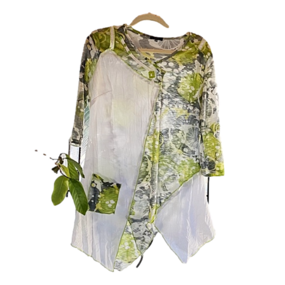 VEX COLLECTION- Green & White Fancy Top